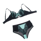 SUBBLIME - 955557 GREEN PATENT LEATHER MESH ZIPPER BRA SET S/M - Amore24