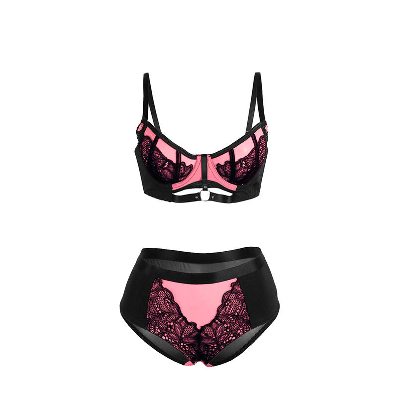 SUBBLIME - 955571 PINK PATENT LEATHER MESH ZIPPER BRA SET S/M - Amore24