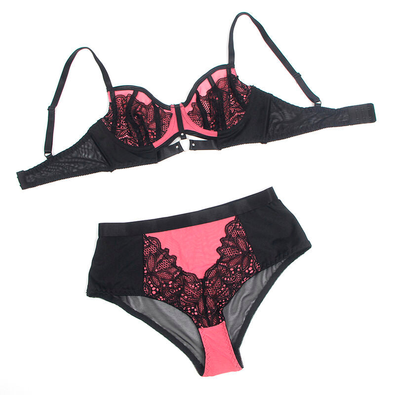 SUBBLIME - 955571 PINK PATENT LEATHER MESH ZIPPER BRA SET S/M - Amore24
