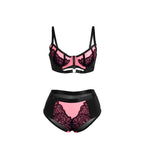 SUBBLIME - 955588 PINK PATENT LEATHER MESH ZIPPER BRA SET L/XL - Amore24