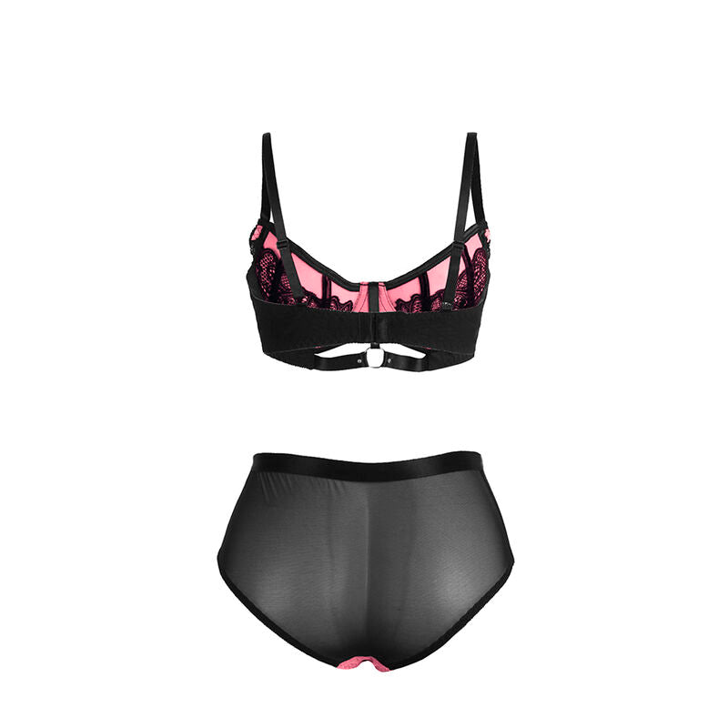 SUBBLIME - 955588 PINK PATENT LEATHER MESH ZIPPER BRA SET L/XL - Amore24
