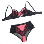 SUBBLIME - 955588 PINK PATENT LEATHER MESH ZIPPER BRA SET L/XL - Amore24