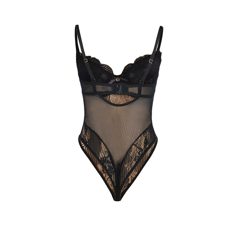 SUBBLIME - 955618 LACE BODYSUIT WITH BOTTOM CLOSURE BLACK S/M - Amore24