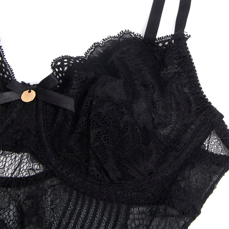 SUBBLIME - 955618 LACE BODYSUIT WITH BOTTOM CLOSURE BLACK S/M - Amore24