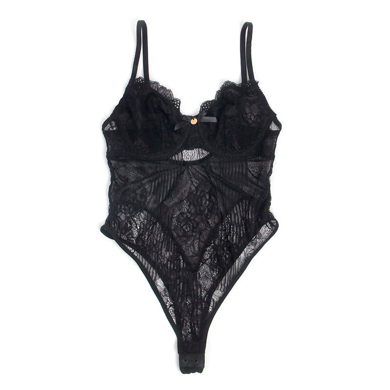 SUBBLIME - 955618 LACE BODYSUIT WITH BOTTOM CLOSURE BLACK S/M - Amore24
