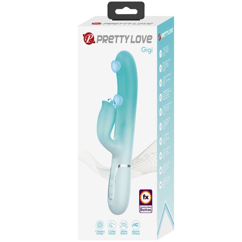 PRETTY LOVE - GIGI MULTIFUNCTION RABBIT VIBRATOR AQUA GREEN - Amore24