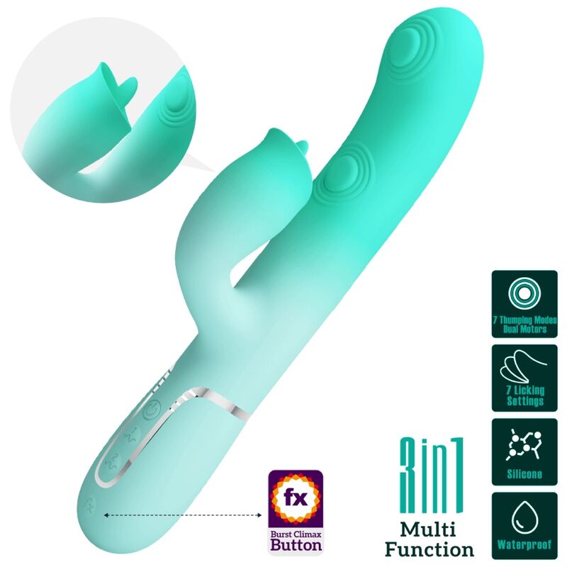 PRETTY LOVE - GIGI MULTIFUNCTION RABBIT VIBRATOR AQUA GREEN - Amore24
