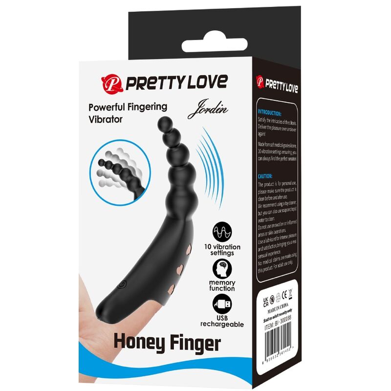 PRETTY LOVE - JORDIN FINGER VIBRATOR 10 VIBRATIONS BLACK - Amore24