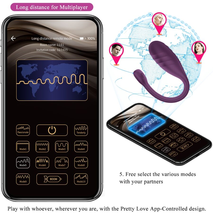 PRETTY LOVE - LEVIATHAN APP CONTROLLED VIBRATOR PURPLE - Amore24