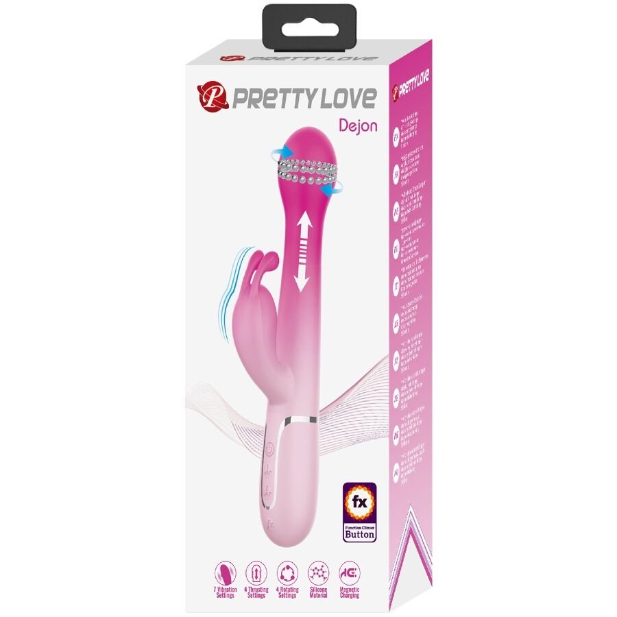 PRETTY LOVE - DEJON 3 IN 1 MULTIFUNCTION RABBIT VIBRATOR PINK - Amore24