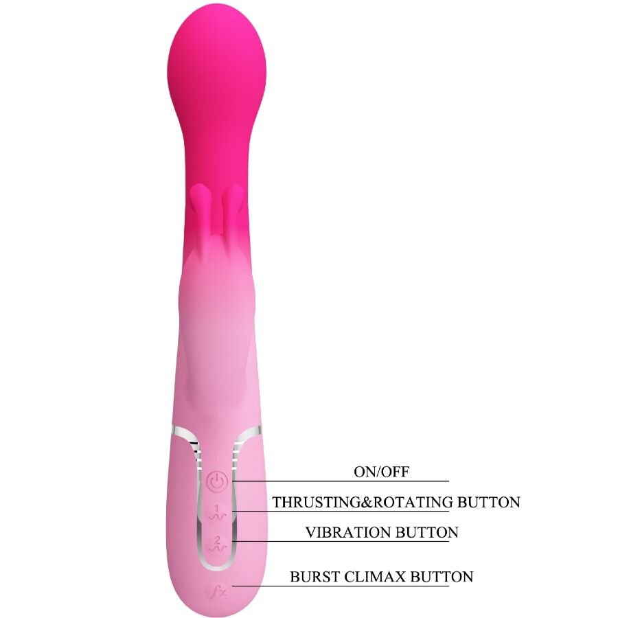 PRETTY LOVE - DEJON 3 IN 1 MULTIFUNCTION RABBIT VIBRATOR PINK - Amore24