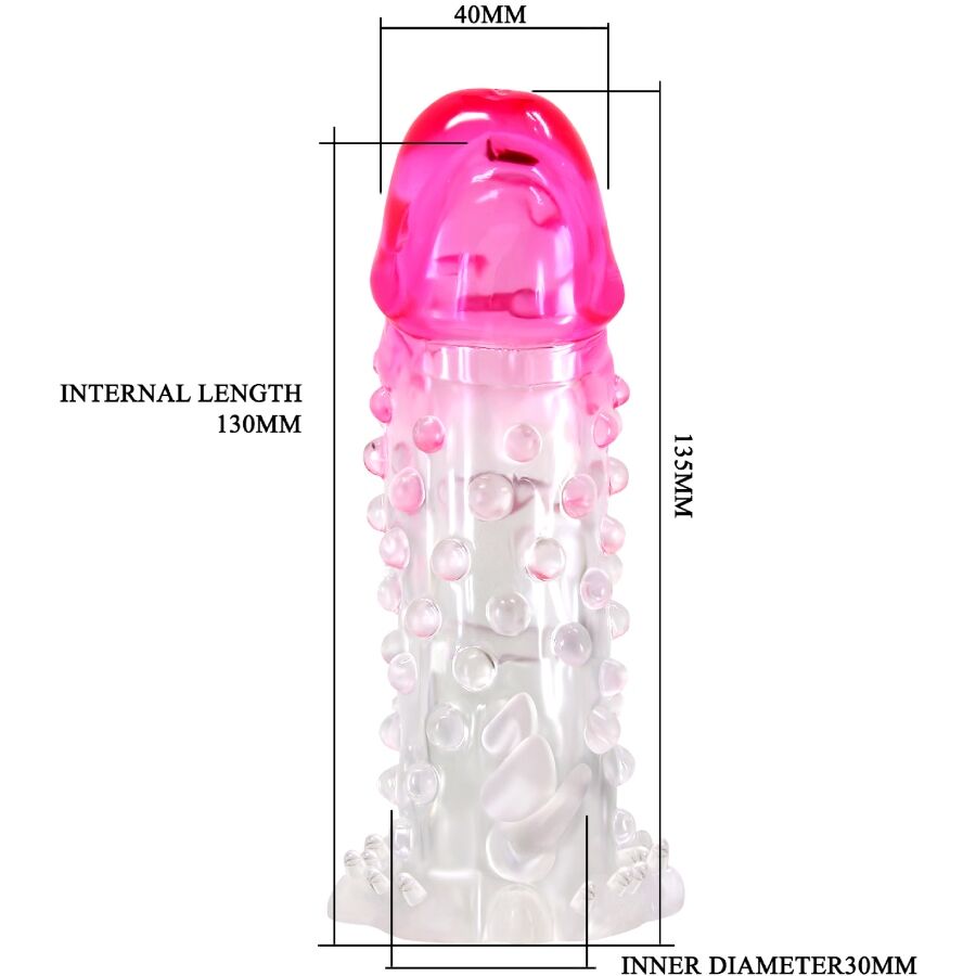 PRETTY LOVE - WILFORD REALISTIC ENLARGEMENT SHEATH WITH EMBOSSED PENIS PINK - Amore24