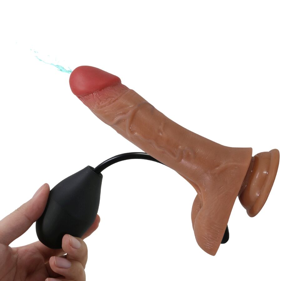 PRETTY LOVE - UNIVERSAL HARNESS BRIEFS WITH VIBRATING AND SQUIRTING DILDO 15.5 CM MULATO - Amore24