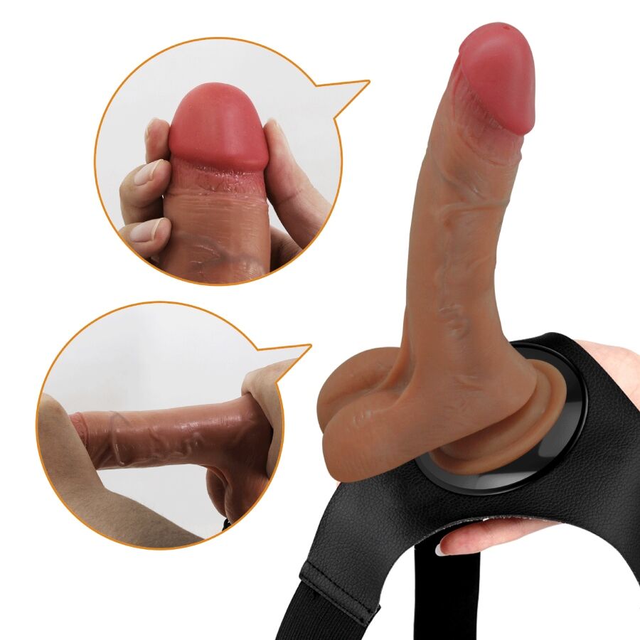 PRETTY LOVE - UNIVERSAL HARNESS BRIEFS WITH VIBRATING AND SQUIRTING DILDO 15.5 CM MULATO - Amore24