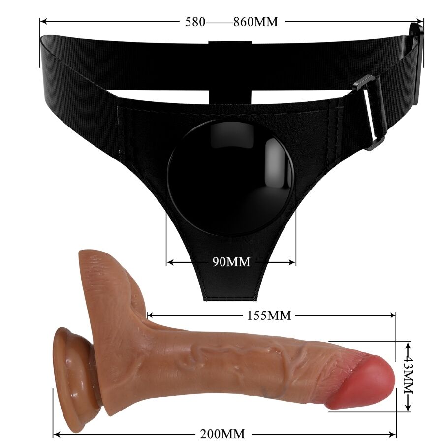 PRETTY LOVE - UNIVERSAL HARNESS BRIEFS WITH VIBRATING AND SQUIRTING DILDO 15.5 CM MULATO - Amore24