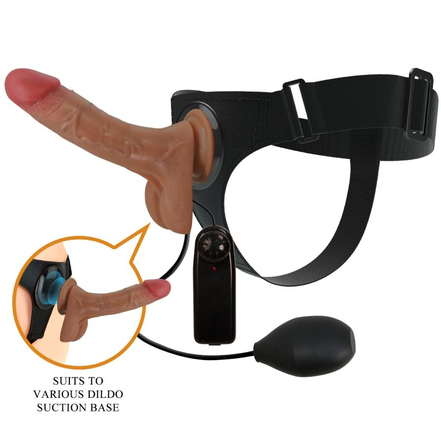 PRETTY LOVE - UNIVERSAL HARNESS BRIEFS WITH VIBRATING AND SQUIRTING DILDO 15.5 CM MULATO - Amore24