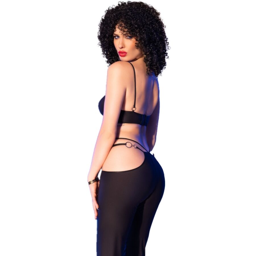CHILIROSE - CR 4851 BLACK TOP AND LEGGINGS SET WITH GOLDEN ACCESSORIES L - Amore24