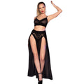 CHILIROSE - CR 4672 BLACK TOP SKIRT AND THONG WITH GOLDEN CHAINS XL - Amore24