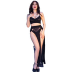 CHILIROSE - CR 4672 BLACK TOP SKIRT AND THONG WITH GOLDEN CHAINS XL - Amore24