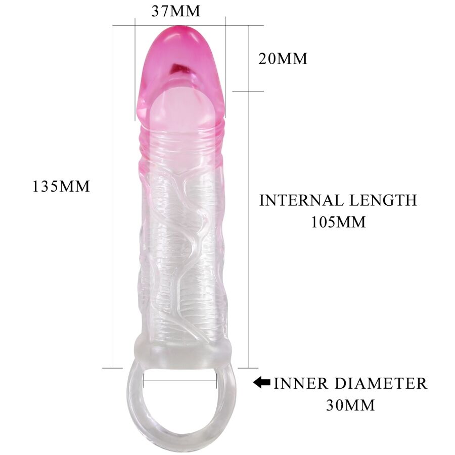 PRETTY LOVE - ODES REALISTIC 2 CM ENLARGEMENT SHEATH FOR PENIS PINK - Amore24