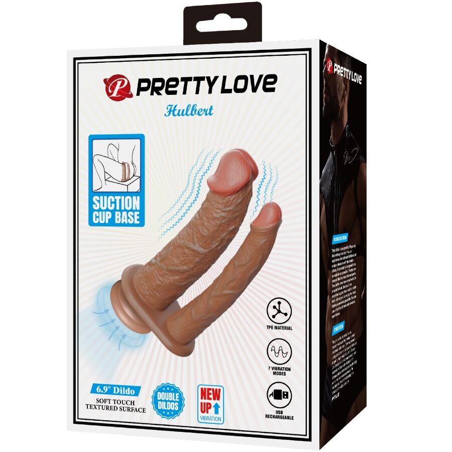 PRETTY LOVE - HULBERT DOUBLE REALISTIC DILDO WITH VIBRATION MULATO - Amore24
