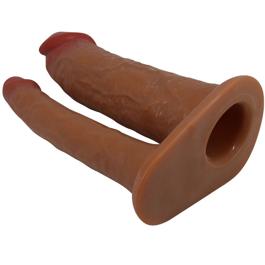 PRETTY LOVE - YAIRON DOUBLE PENIS SLEEVE WITH 4 CM EXTENSION MULATTO - Amore24