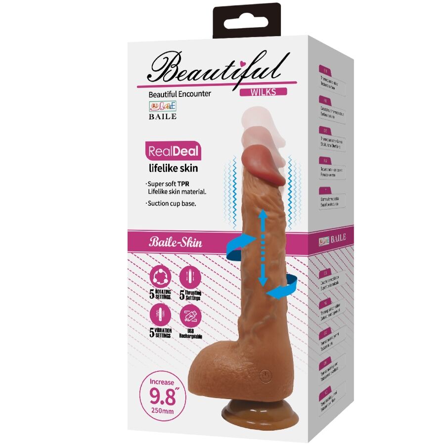 BAILE - BEAUTIFUL WILKS 5 SETTING REALISTIC VIBRATOR 25 CM MULATO - Amore24