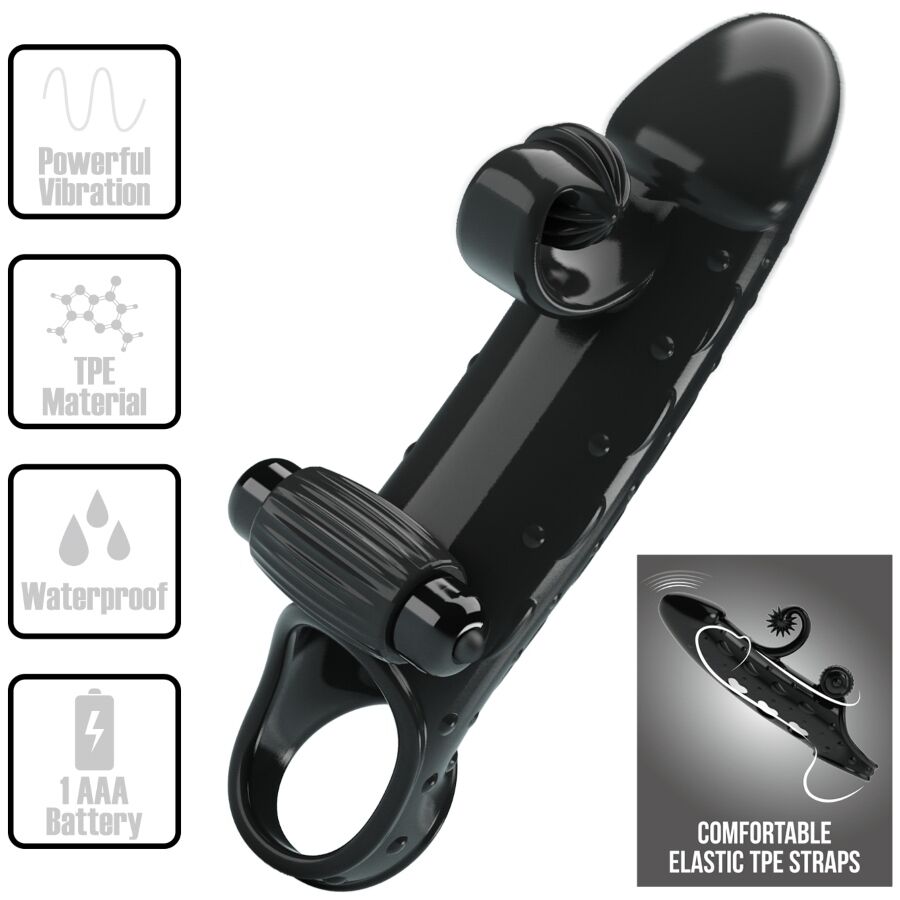 ROMANCE - VIBRATING PENIS SLEEVE BLACK - Amore24