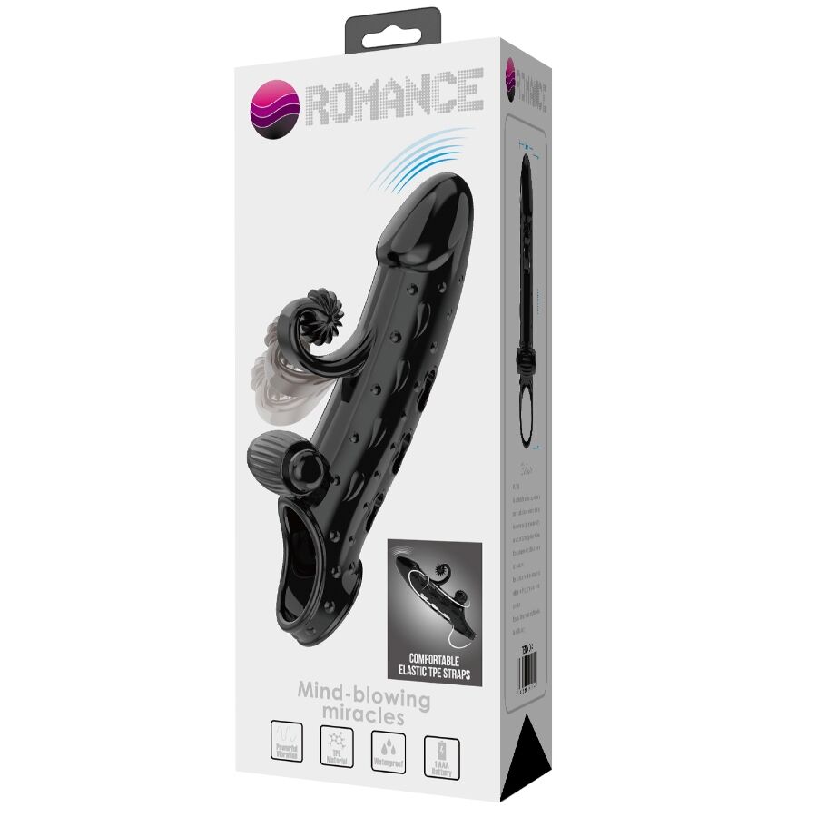 ROMANCE - VIBRATING PENIS SLEEVE BLACK - Amore24