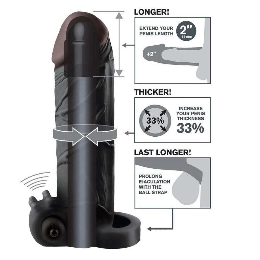 FANTASY X - TENSIONS - VIBRATING REAL FEEL 2 EXTENSION BLACK - Amore24