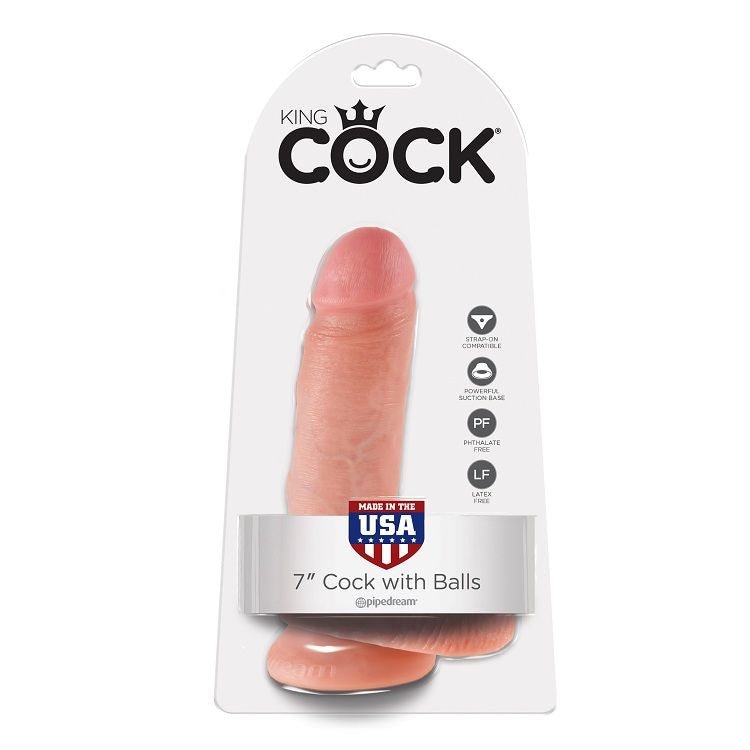 KING COCK - 7 DILDO FLESH WITH BALLS 17.8 CM - Amore24