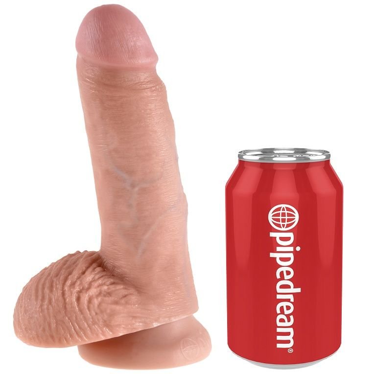 KING COCK - 7 DILDO FLESH WITH BALLS 17.8 CM - Amore24