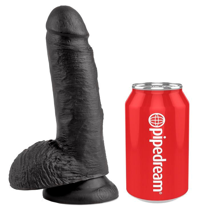 KING COCK - 7 DILDO BLACK WITH BALLS 17.8 CM - Amore24