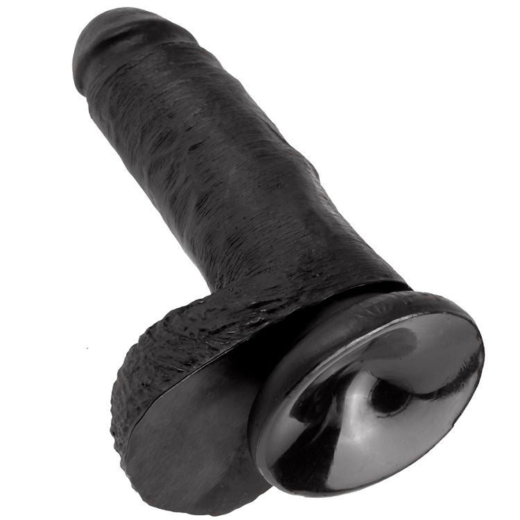KING COCK - 7 DILDO BLACK WITH BALLS 17.8 CM - Amore24