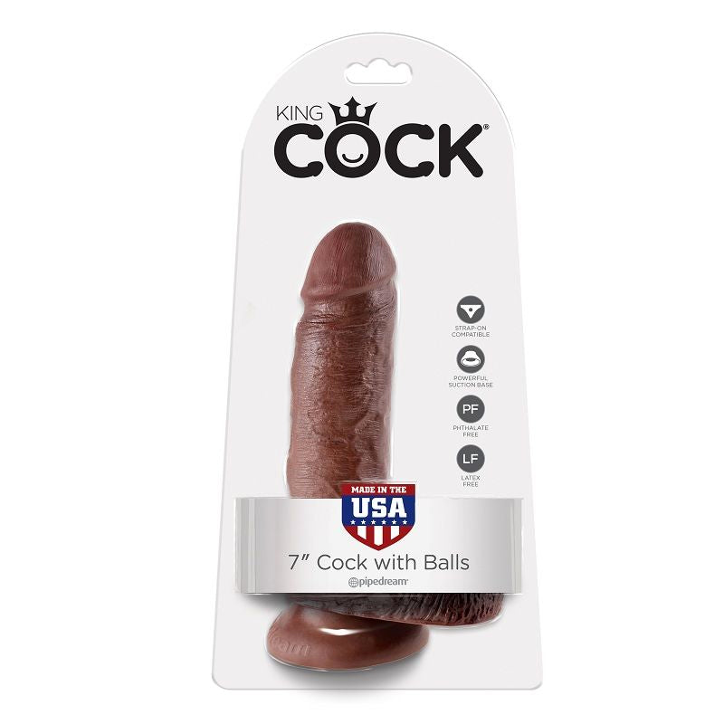 KING COCK - 7 DILDO BROWN WITH BALLS 17.8 CM - Amore24