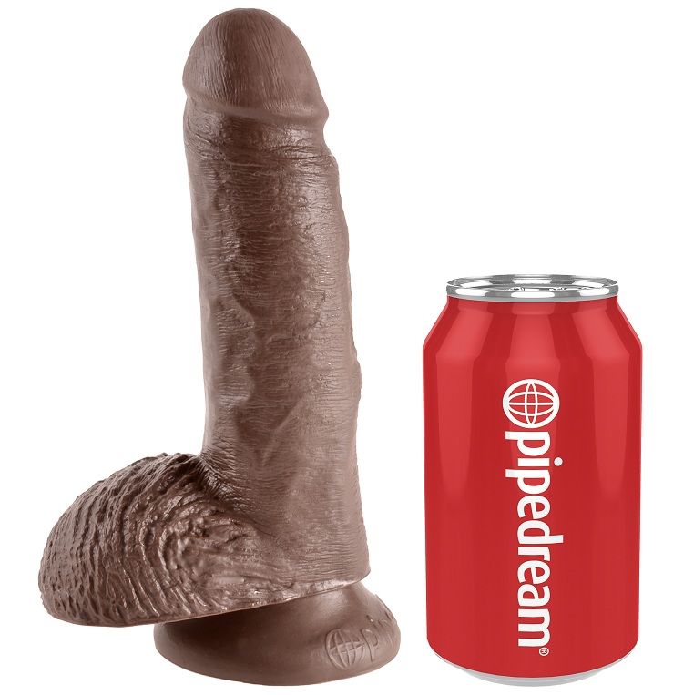 KING COCK - 7 DILDO BROWN WITH BALLS 17.8 CM - Amore24