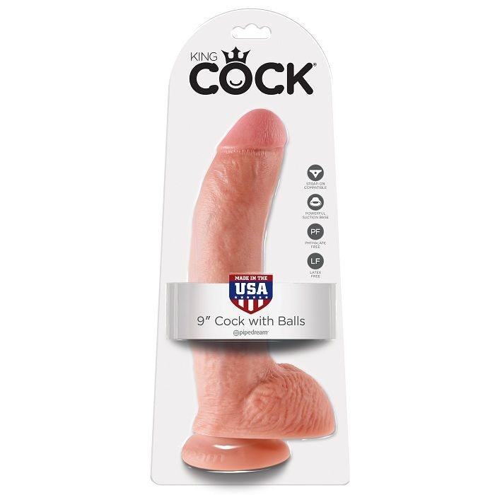 KING COCK - 9 DILDO FLESH WITH BALLS 22.9 CM - Amore24