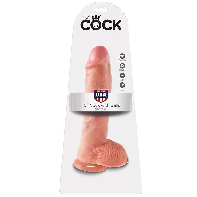 KING COCK - 10 DILDO FLESH WITH BALLS 26.5 CM - Amore24