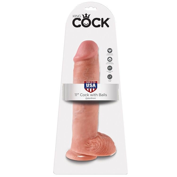 KING COCK - 11 DILDO FLESH WITH BALLS 28 CM - Amore24