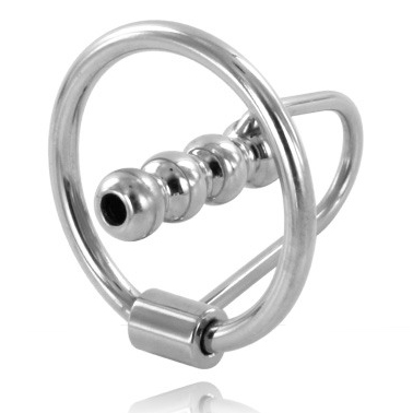 METAL HARD - GLAND RING WITH URETHRAL PLUG 28MM - Amore24