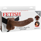 FETISH FANTASY SERIES - SERIES 9 HOLLOW STRAP - ON WITH BALLS 22.9CM BROWN - Amore24