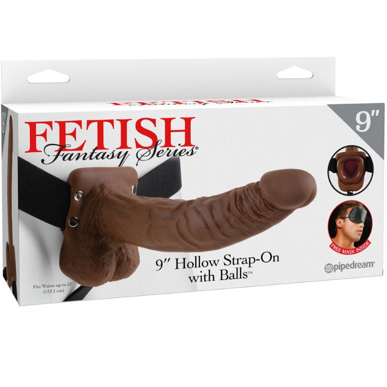 FETISH FANTASY SERIES - SERIES 9 HOLLOW STRAP - ON WITH BALLS 22.9CM BROWN - Amore24