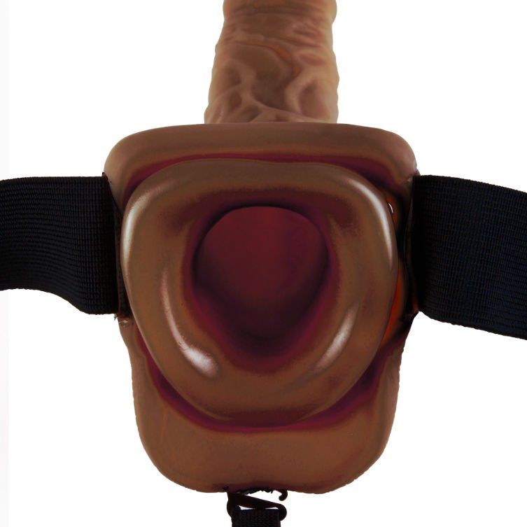 FETISH FANTASY SERIES - SERIES 9 HOLLOW STRAP - ON WITH BALLS 22.9CM BROWN - Amore24