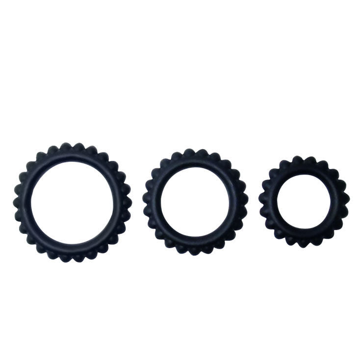 BAILE - TITAN SET 3PCS COCK RING BLACK 2.8 + 2.4 + 1.9 CM - Amore24