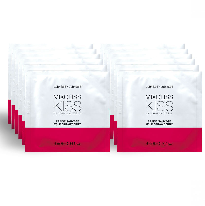 MIXGLISS - WATER BASED LUBRICANT STRAWBERRY FLAVOR 12 SINGLE DOSE 4 ML - Amore24