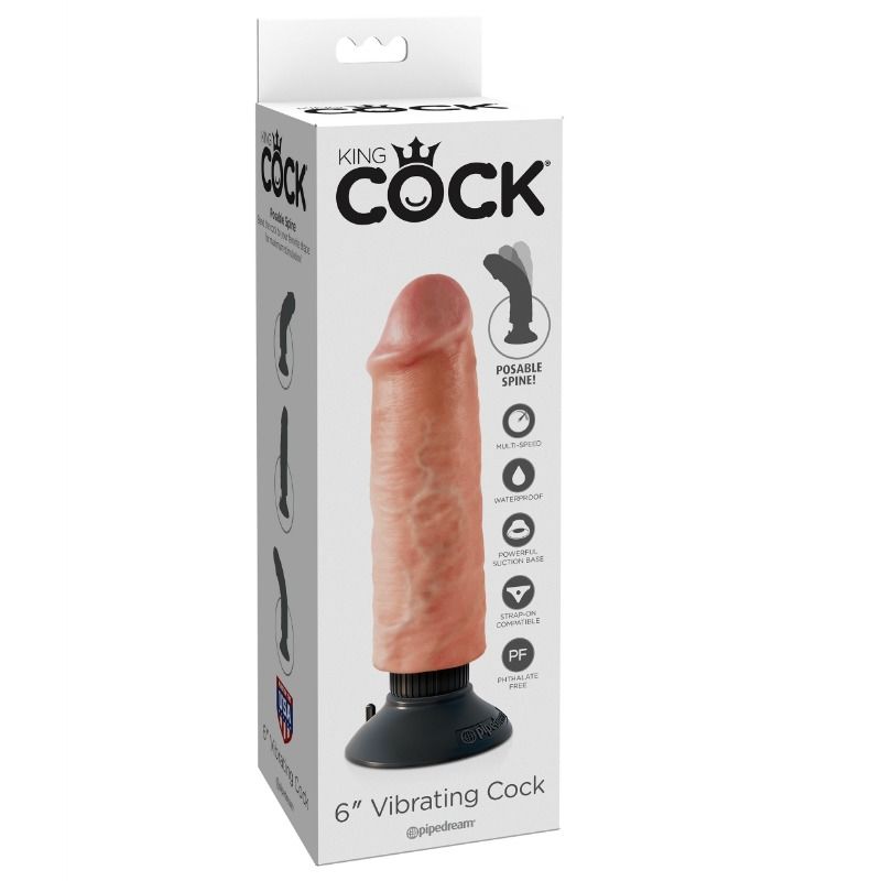 KING COCK - 15.24 CM VIBRATING COCK FLESH - Amore24