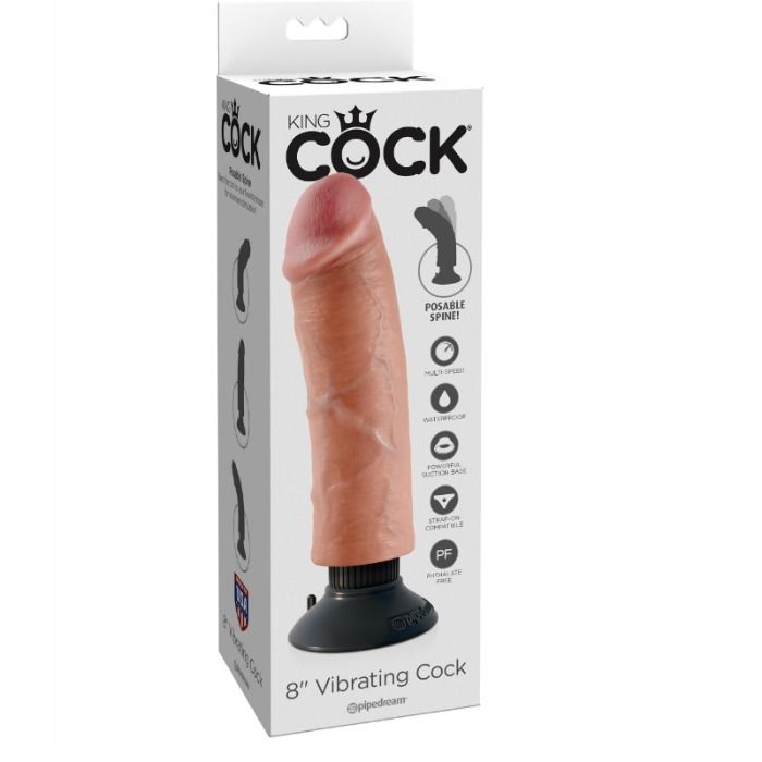 KING COCK - 20.32 CM VIBRATING COCK FLESH - Amore24