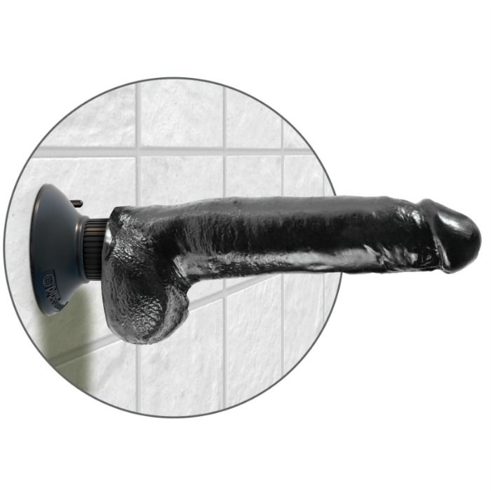 KING COCK - 23 CM VIBRATING COCK WITH BALLS BLACK - Amore24