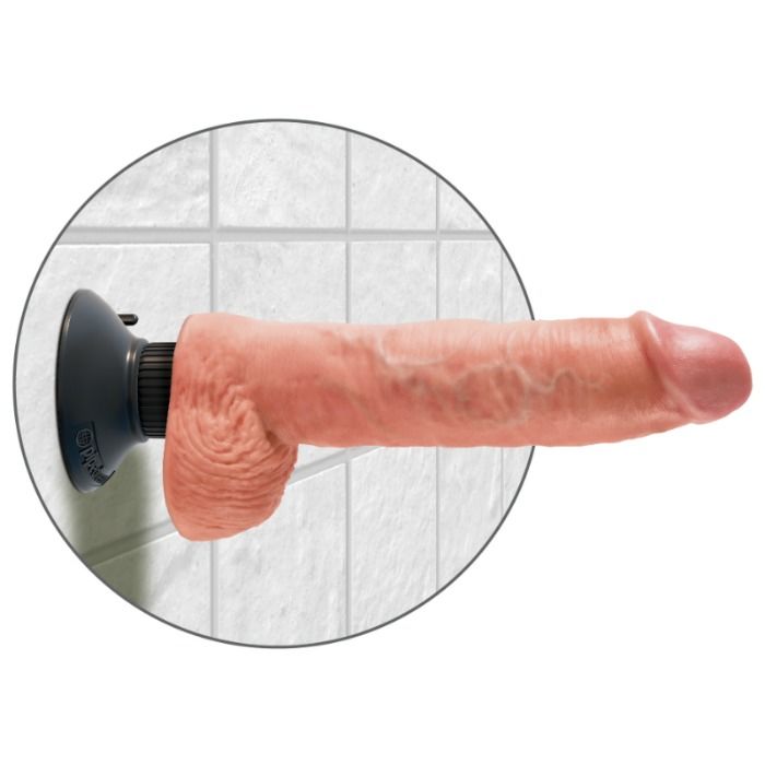 KING COCK - 25.5 CM VIBRATING COCK WITH BALLS FLESH - Amore24