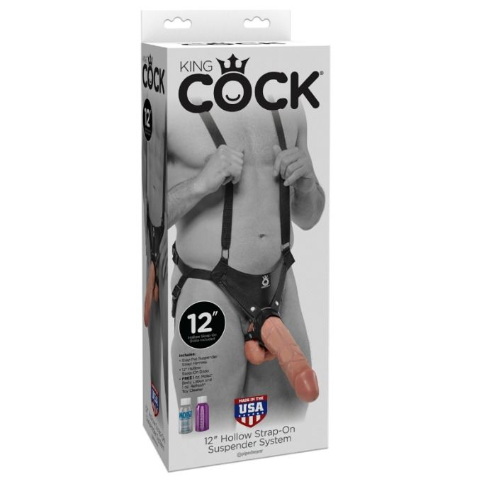 KING COCK - 30.5 CM HOLLOW STRAP-ON SUSPENDER SYSTEM - FLESH - Amore24